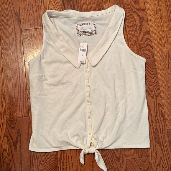 NWT Anthropologie button down and front tie top size small, ivory - Picture 4 of 8